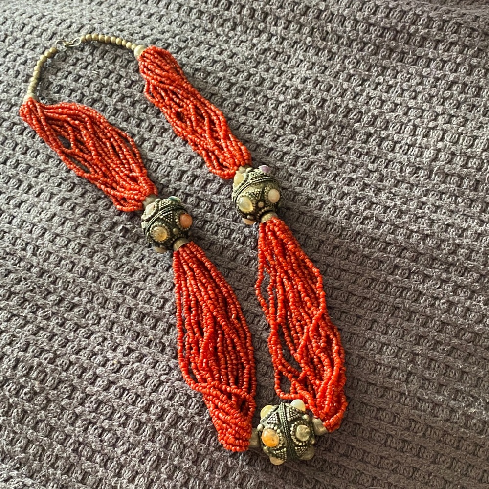 Elegant Red Beaded Necklace